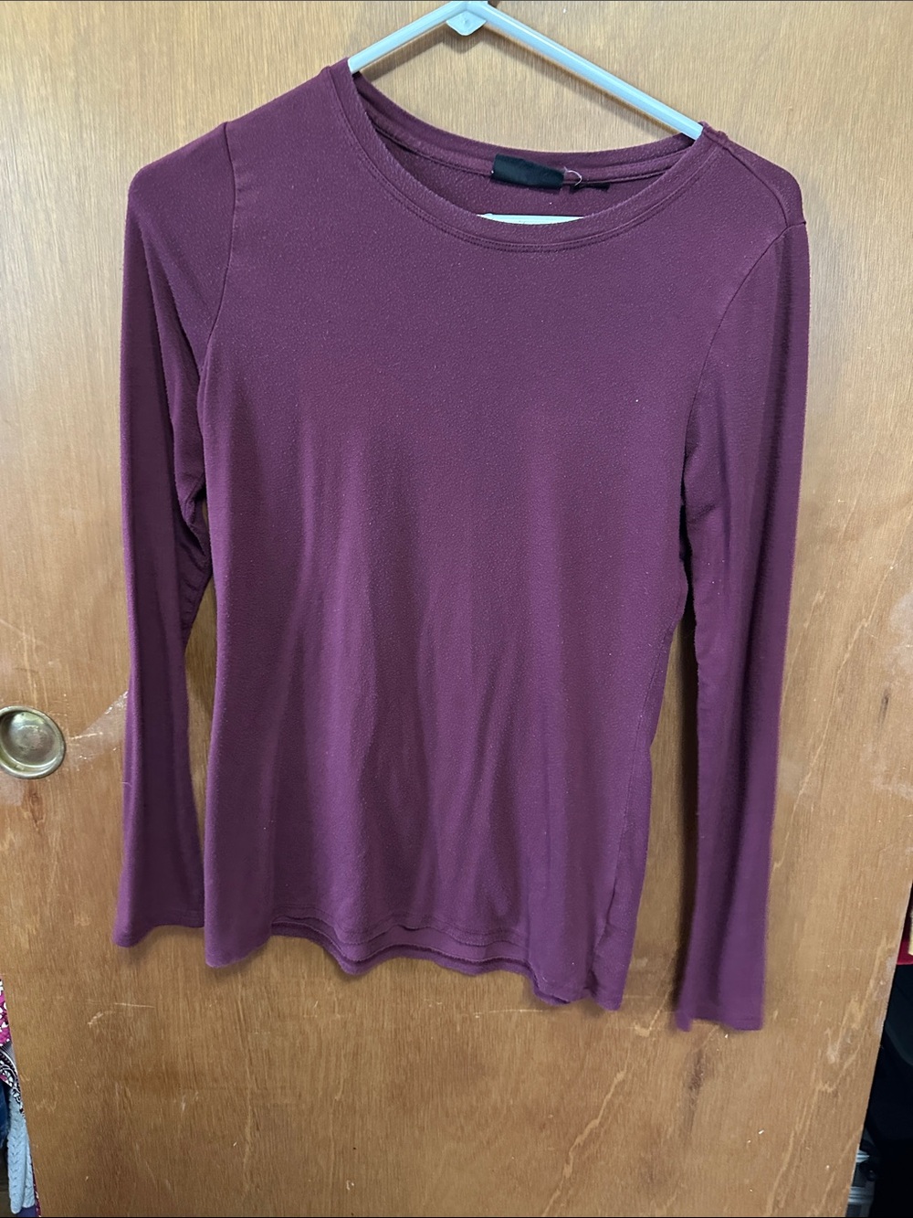 Adrienne Vittadini Long Sleeve Crewneck Top - Wine